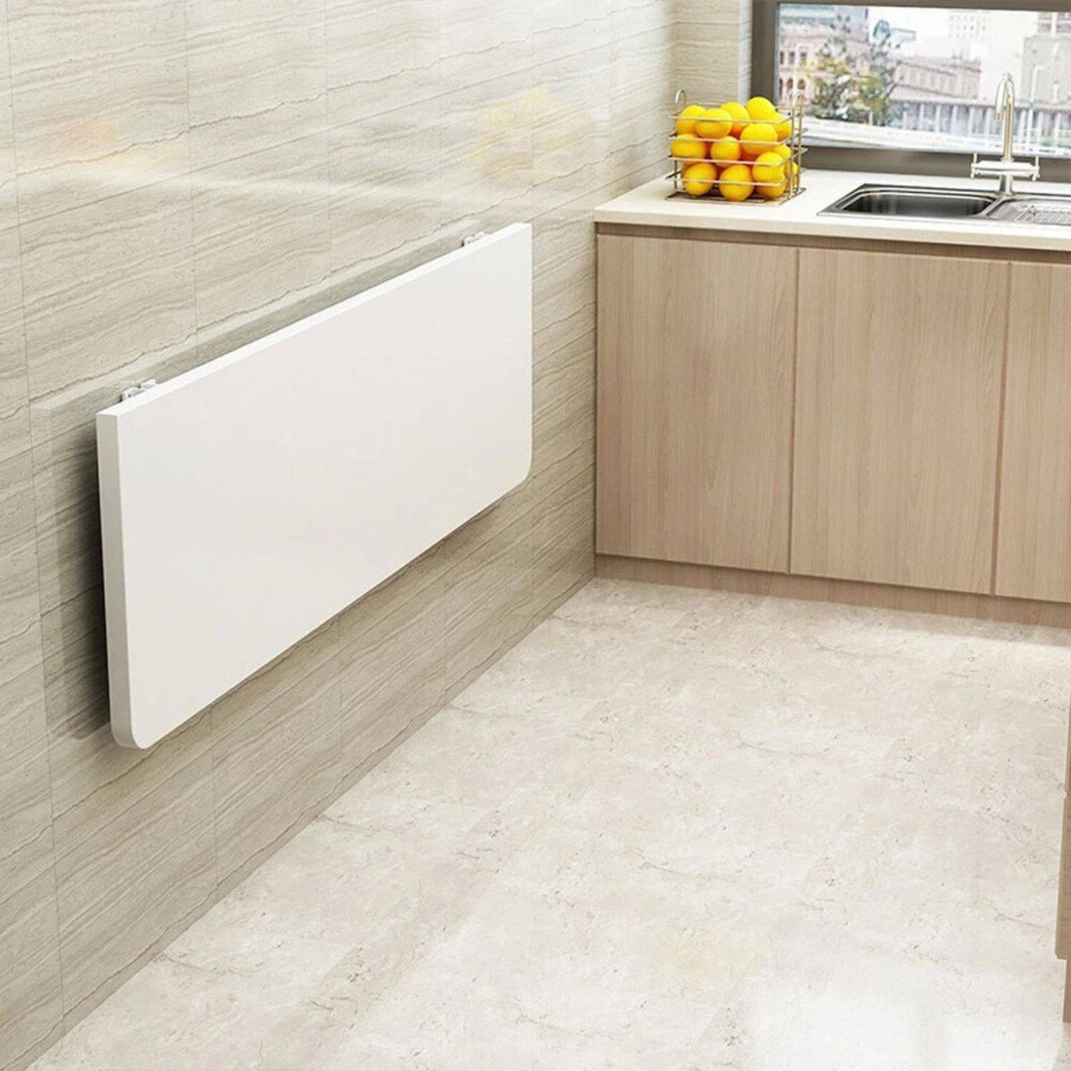 Back. Stock Preferred - Wall Mounted Folding Laptop Desk - White.