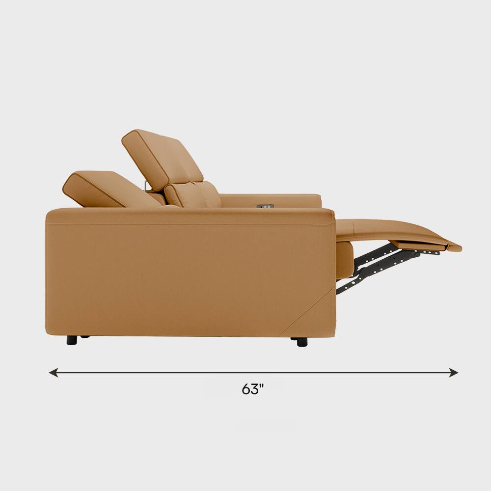 Alt View 7. POVISON - 78.74" Power Loveseat Sofa Reclining Couch Sofa, Modular Recliner Couch,Power Outlet, Adjustable Headrest, Khaki - Khaki Sustainable Leather.