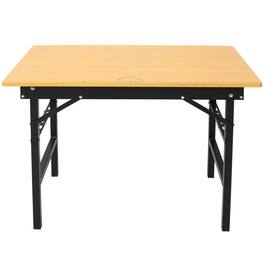 Boyel Living - 39 inch L x 23 inch W Portable Folding Black Workbench Table with Solid Wood Worktop