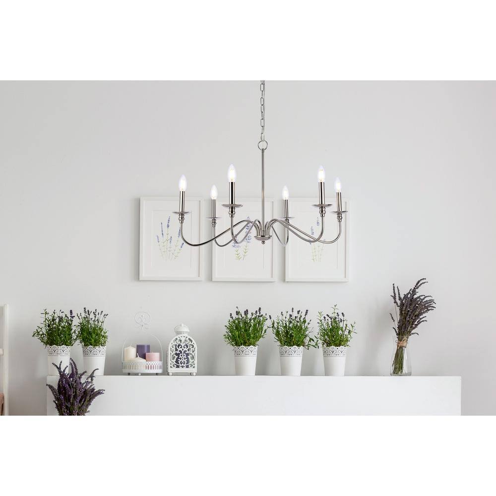 Angle. Living District - Rohan 30 inch chandelier in polished nickel - Polished Nickel.