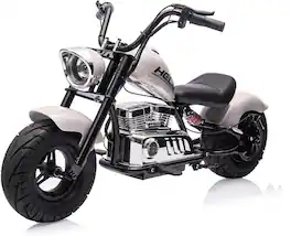 GARVEE - 36V 350W Electric Dirt Bike for Kids Ages 10+, 16.5MPH, Suspension, LED Lights, Music, Leather Seat, Training Wheels - White