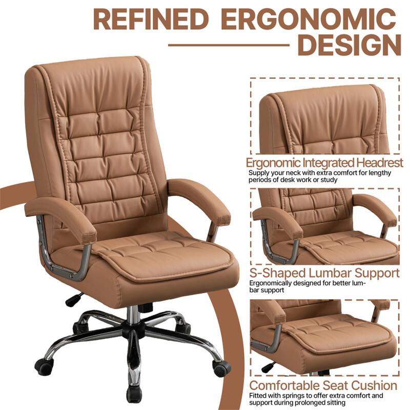 REFINED ERGONOMIC DESIGN

Ergonomic Integrated Headrest
Supply your neck with extra comfort for lengthy periods of desk work or study

S-Shaped Lumbar Support
Ergonomically designed for better lumbar support

Comfortable Seat Cushion
Fitted with springs to offer extra comfort and support during prolonged sitting