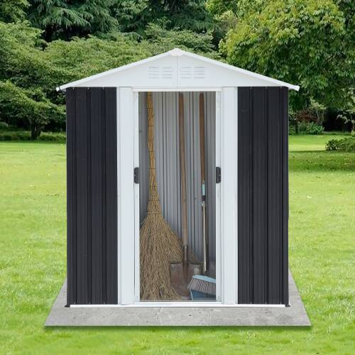 Angle. Anysun - 5x3 Feet Dark Grey Outdoor Storage Shed with Aluminum Alloy Frame and Base, Ventilated, Easy Assembly - Grey.