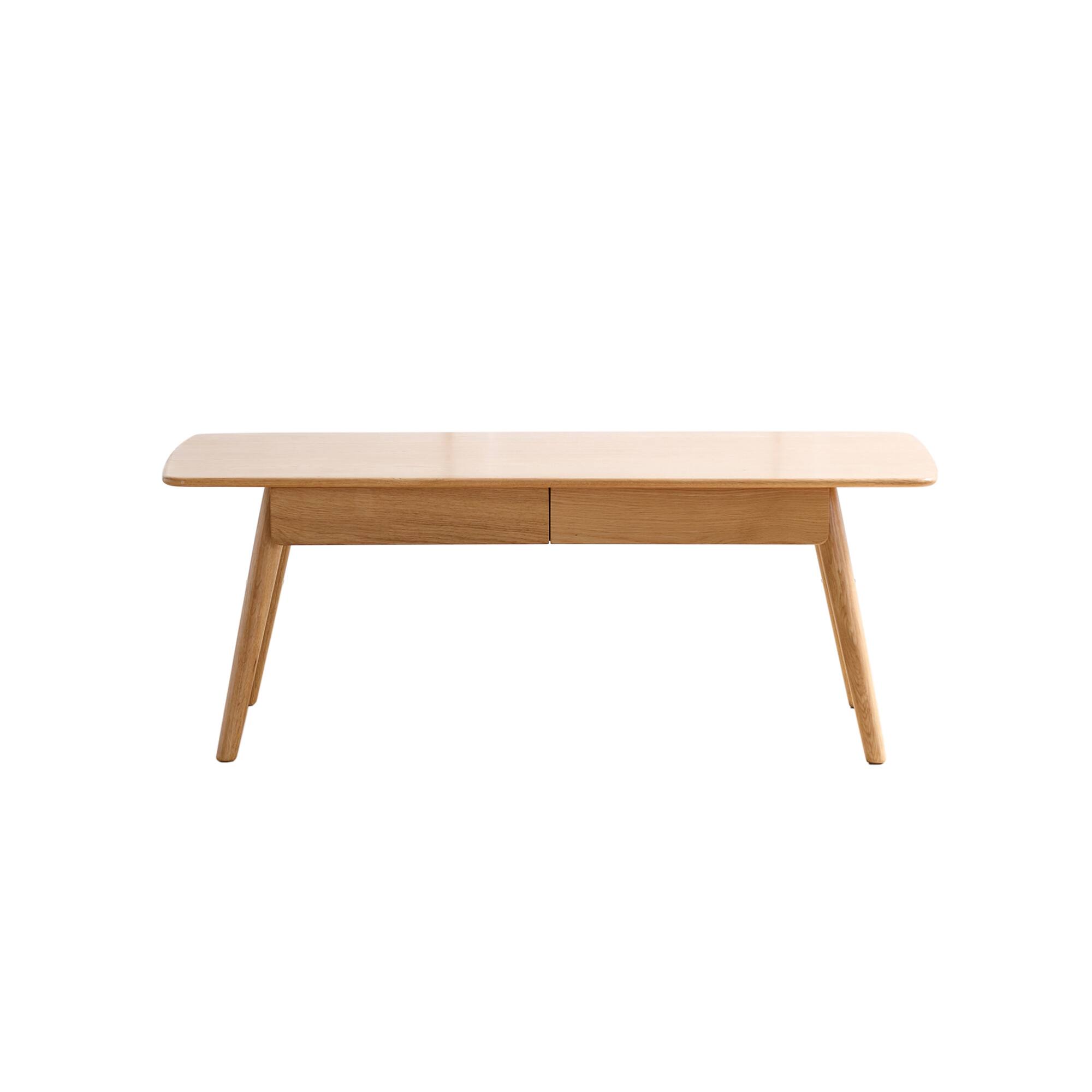 Angle. GOODSILO - Solid Wood Coffee Table with Storage Shelf - Natural Oak Finish for Home Office Study and Living Room - Oak.