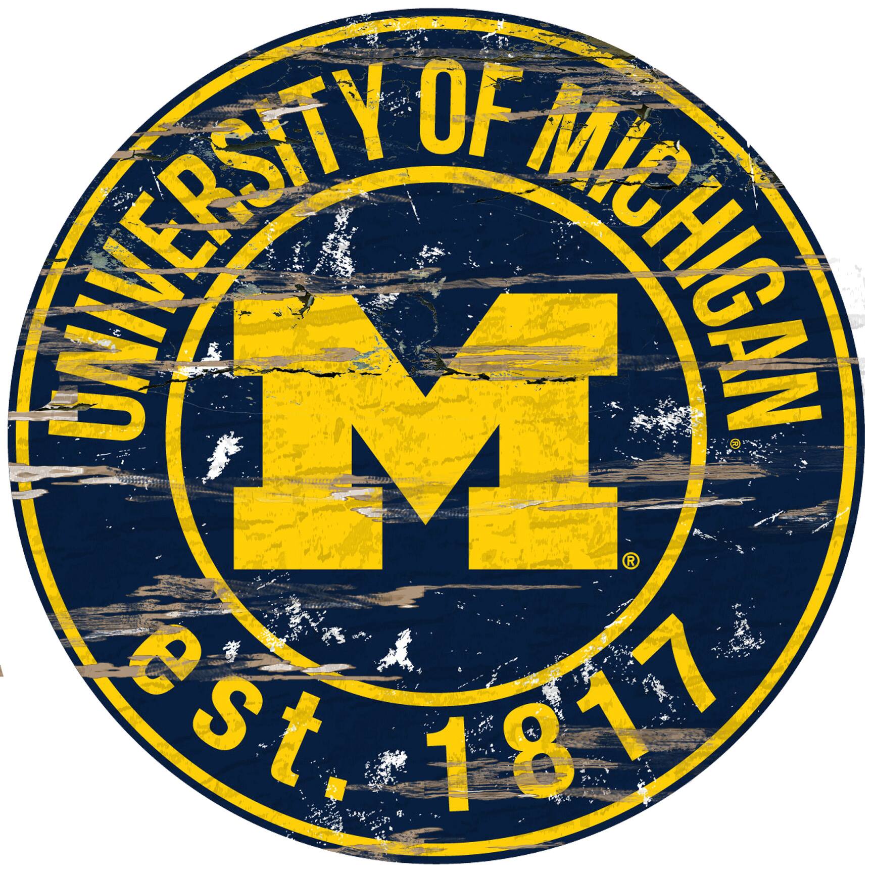 Michigan Wolverines 23.5" Distressed Round Sign