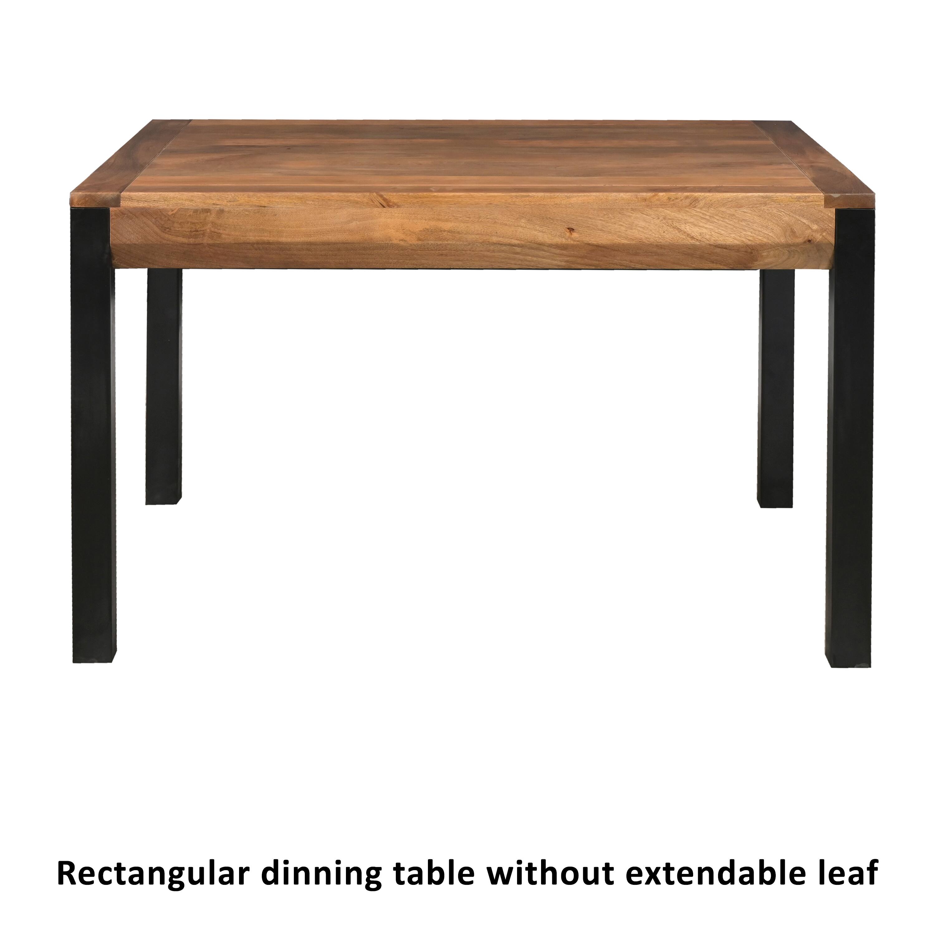 Rectangular dining table without extendable leaf.