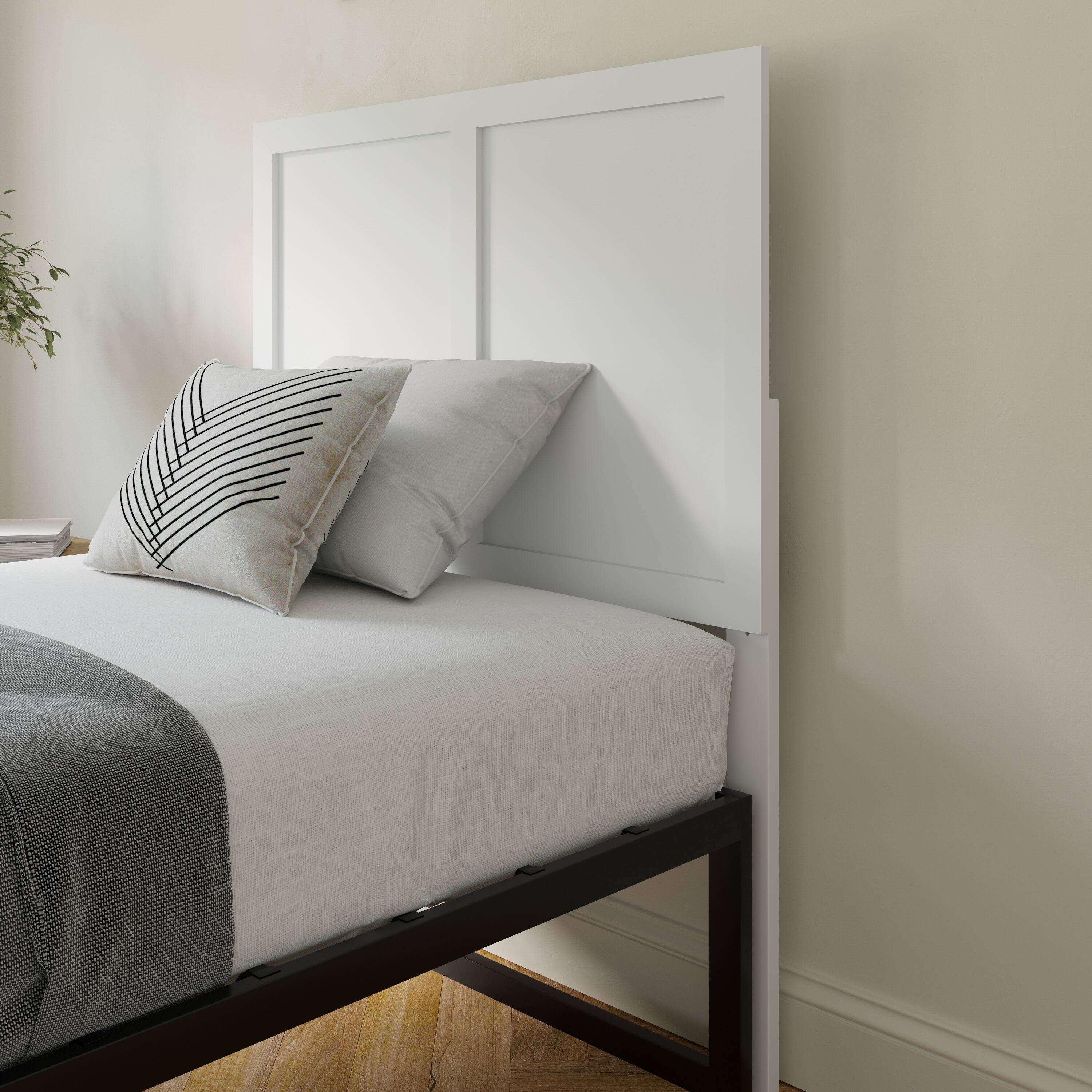 Alt View 1. Flash Furniture - Oliver Twin Size Two Panel Wooden Adjustable Headboard for Universal Metal Bed Frames in White - White.