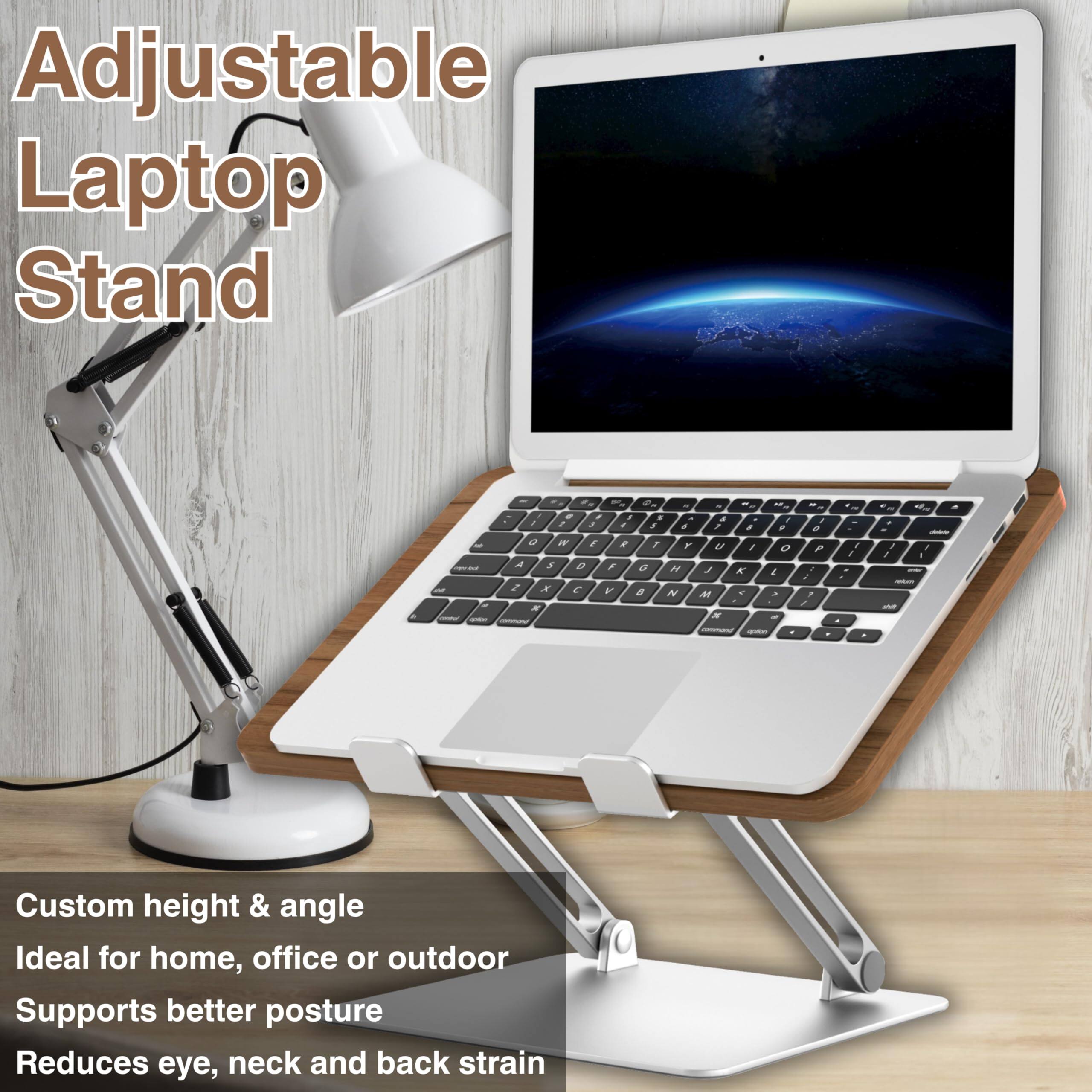 Adjustable Laptop Stand

Custom height & angle  
Ideal for home, office or outdoor  
Supports better posture  
Reduces eye, neck and back strain