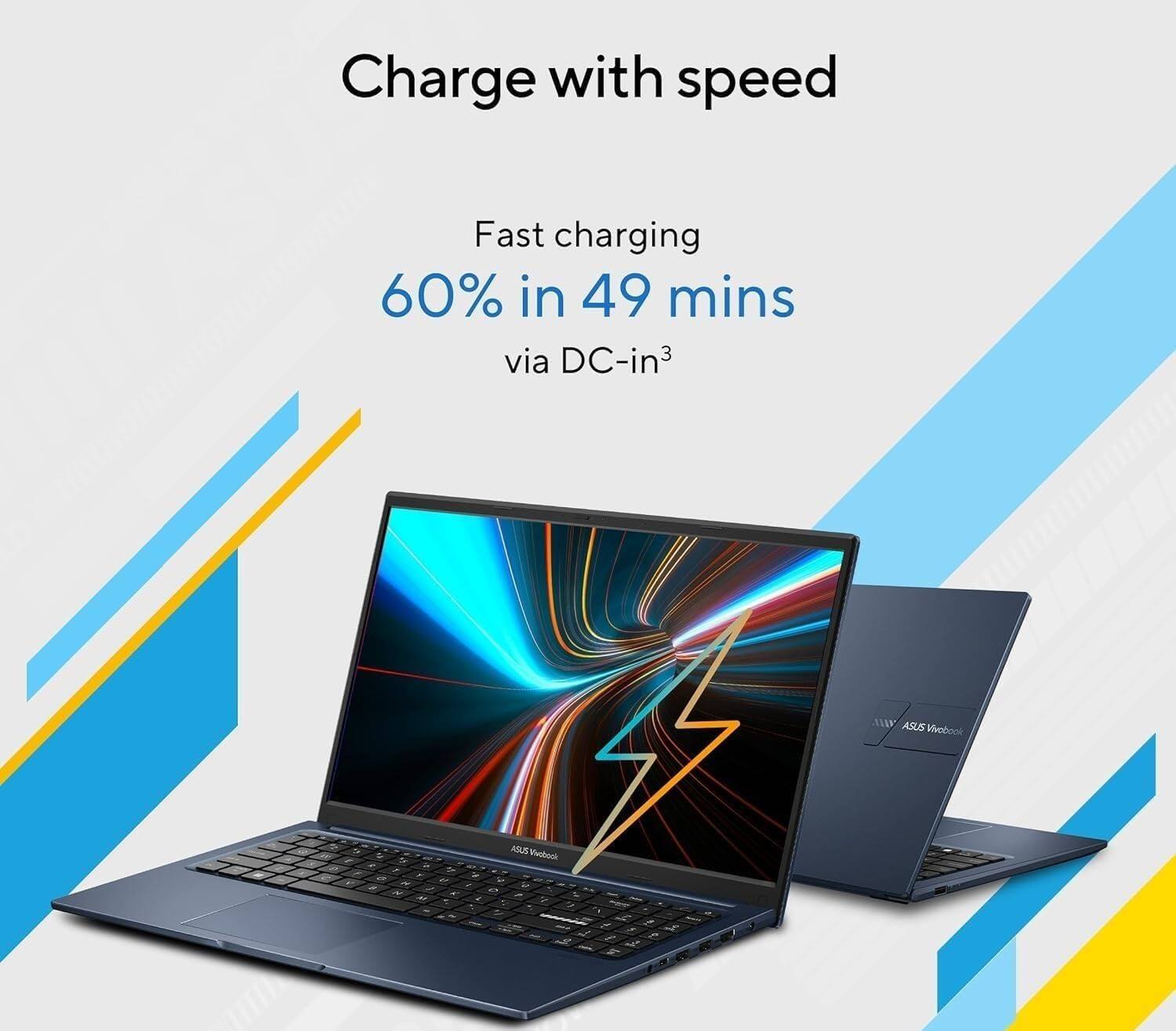 Charge with speed

Fast charging 60% in 49 mins via DC-in³