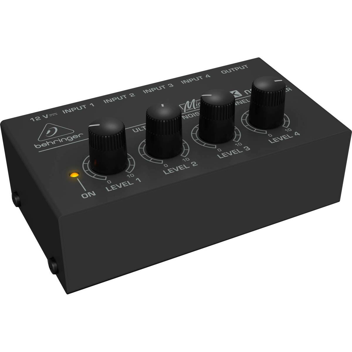 OUTPUT 4  
INPUT 3  
INPUT 3  
2  
INPUT NEL 1  
Mic  
INPUT 12  
Ve  
V  
NOIS  
ULT  
behringer  
10  
3  
10  
LEVEL 0  
2  
10  
LEVEL 1  
LEVEL ON  
R  
10  
0  
4  
LEVEL