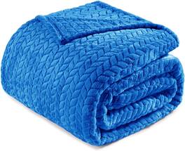 blue - Paaaawaters Mezcla Fleece Throw Blanket for Couch,Soft Cozy Jacquard Flannel Blankets, Lightweight - color:CobaltBlue+size:Queen(90x90IN)