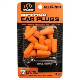 Walker’s - Walker's - Foam Ear Plugs with Aluminium Carry Canister - 7 Pairs - Orange/Black