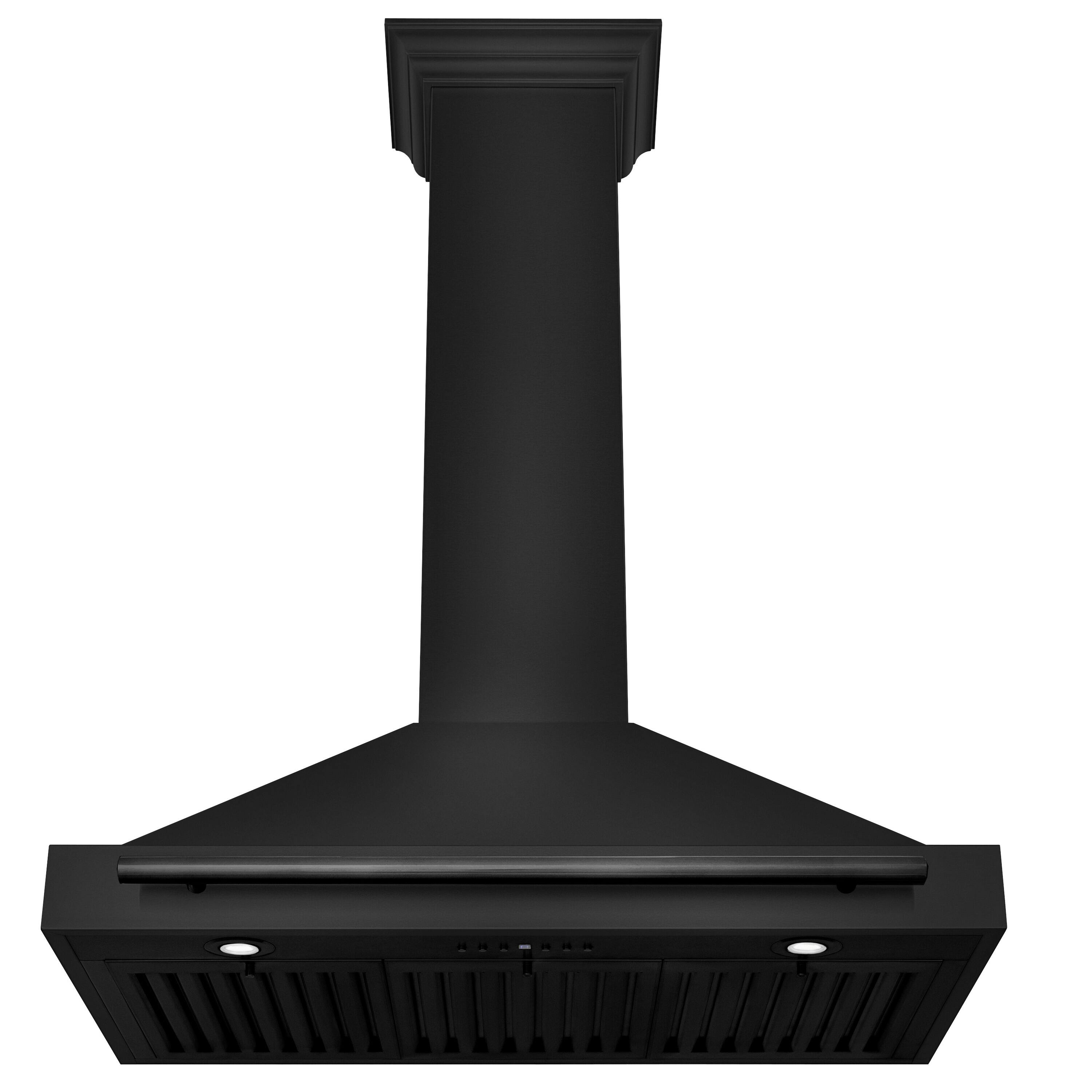 Back. ZLINE - 36 in. Convertible Black Stainless Steel Wall Mount Range Hood With Black Stainless Steel Handle (BSKB4X-36) - Black stainless steel.