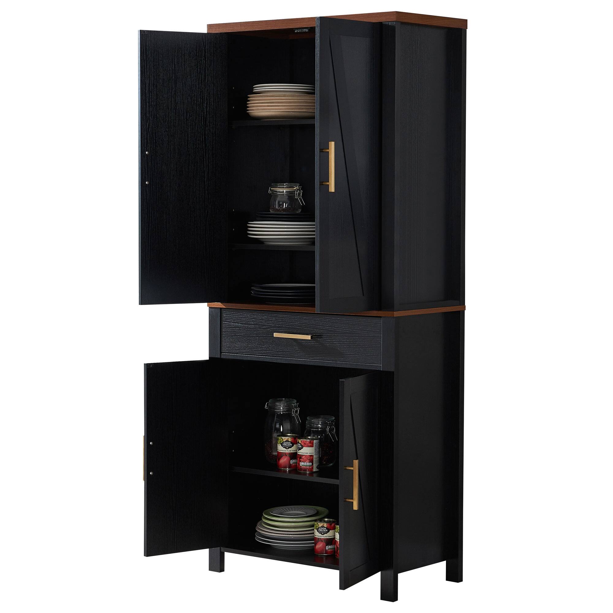 Alt View 1. Kings Brand Furniture - Kings Brand Furniture - 72" Freestanding Kitchen Pantry Storage Cabinet Cupboard - Black.