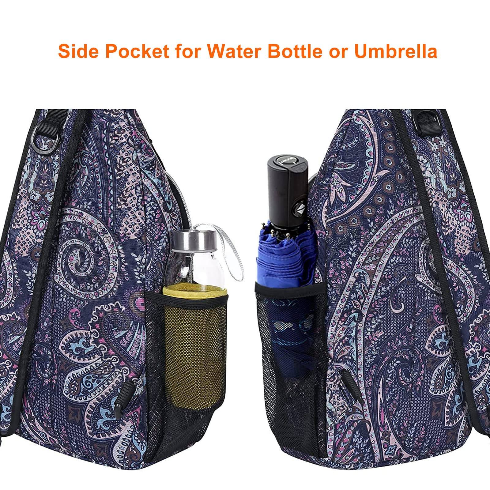 Alt View 3. Pacoar Cade - Sling Backpack Travel Hiking Daypack Pattern Rope Crossbody Shoulder Bag  Navy Blue Base Totem Texture - Default.