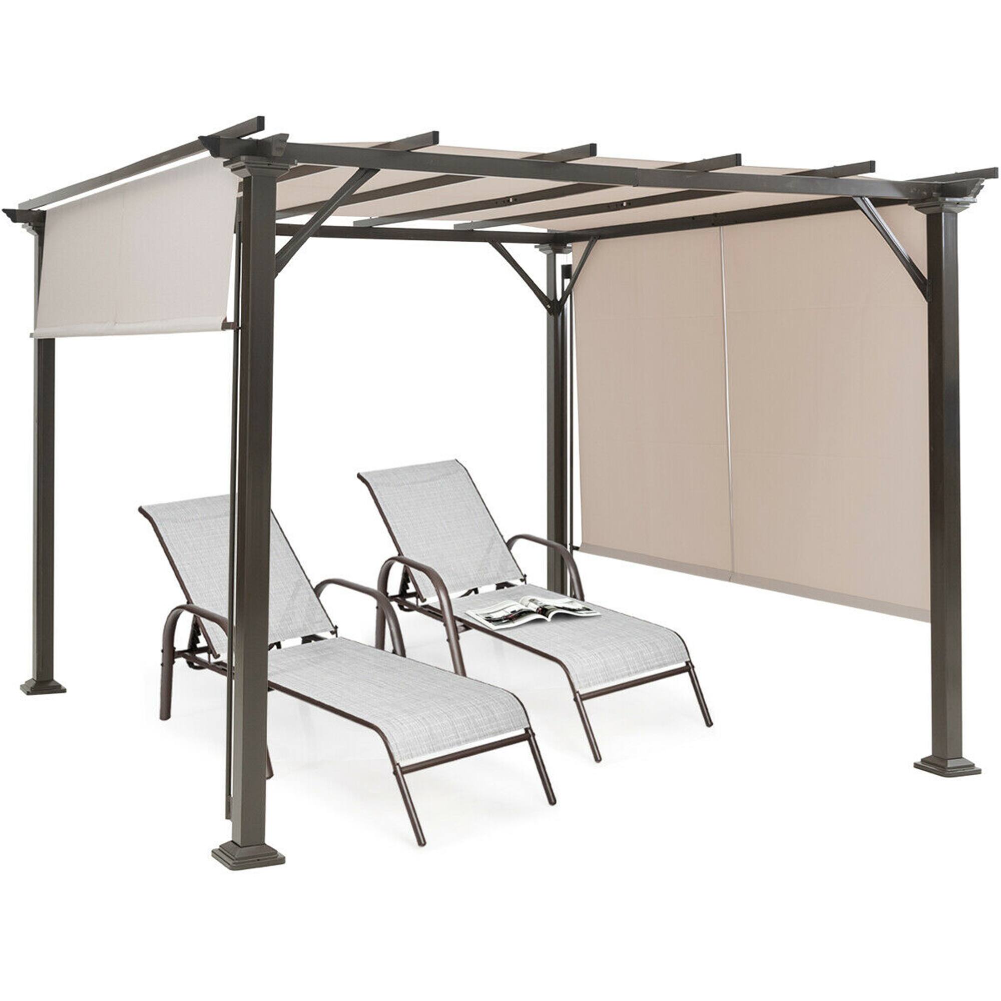 Alt View 4. Costway - Costway 10' X 10' Pergola Kit Metal Frame Gazebo &Canopy Cover Patio Furniture Shelter - Beige.