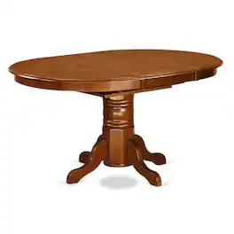 East West Furniture - Oval Table with 18" Butterfly leaf - Saddle - Brown