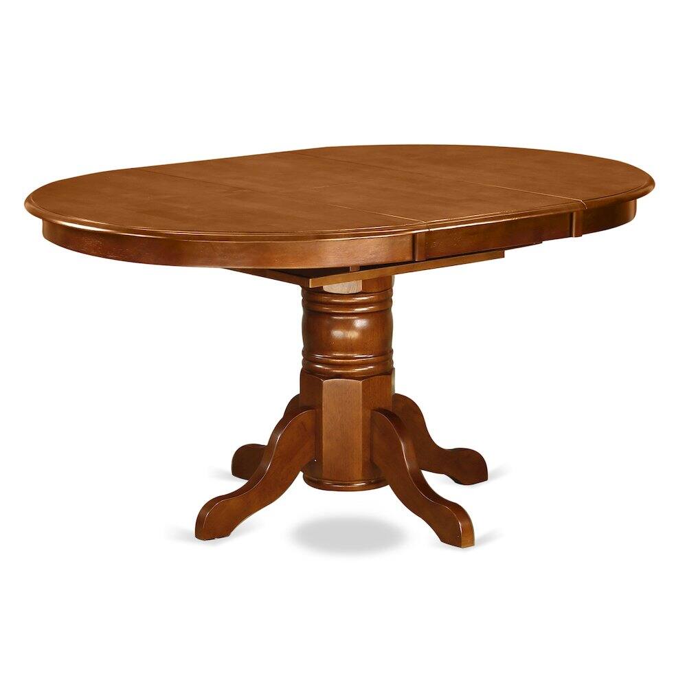 Front. East West Furniture - Oval Table with 18" Butterfly leaf - Saddle Brown - Brown.