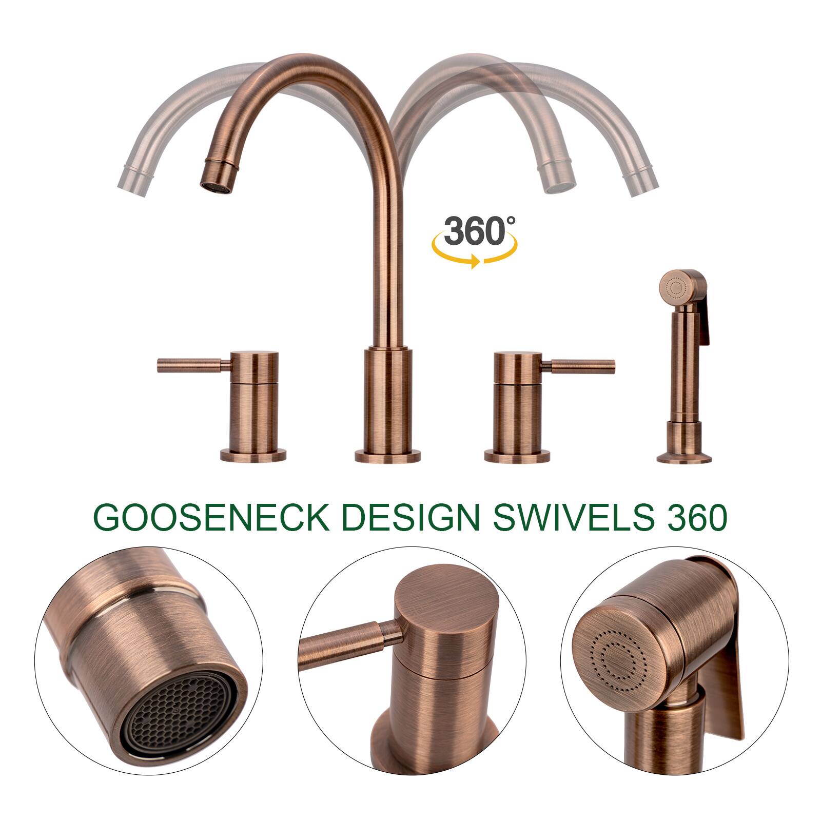 GOOSENECK DESIGN SWIVELS 360°