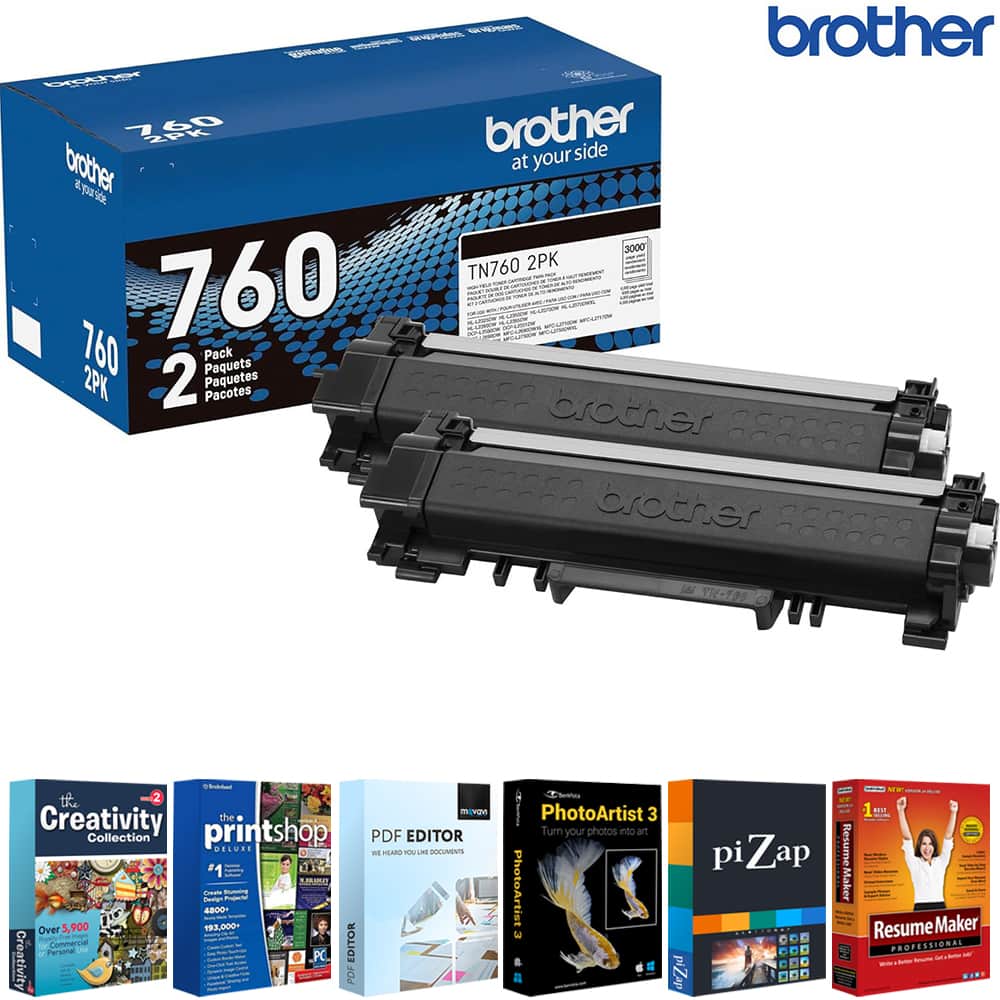 Brother - High-Yield Toner Black Twin Pack + Tech Smart USA Printer Software Bundle