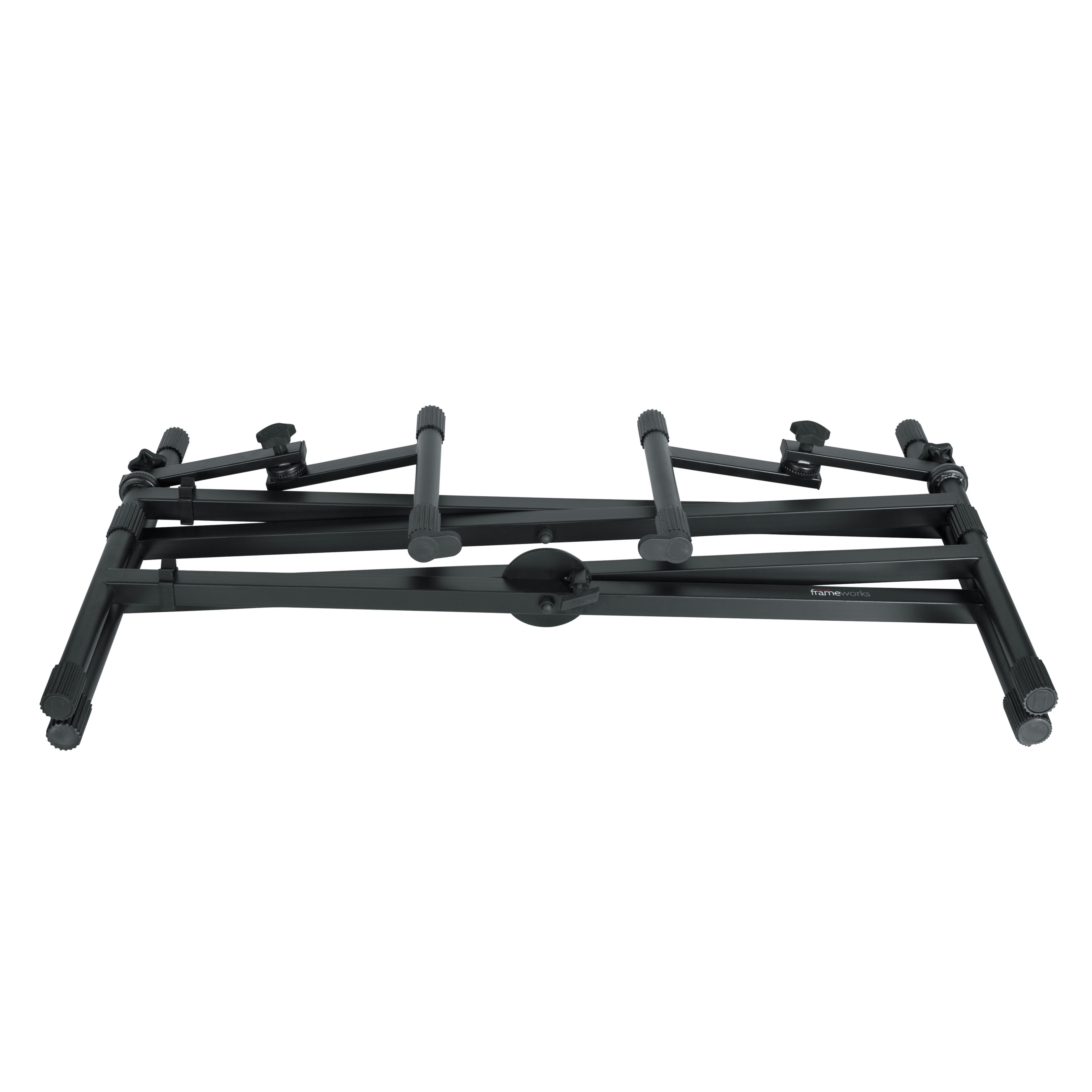 Angle. Gator - Frameworks Deluxe 2-Tier X-Style Keyboard Stand with Heavy-Duty Steel Construction and Double Brace Adjustable Frame - Blue.