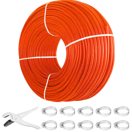 Front. VEVOR - 1000Ft PEX Tubing Pipe 1/2" PEX Tubing Oxygen Barrier Radiant Floor PEX Pipe Radiant Heat Floor Heating Plumbing - Red.