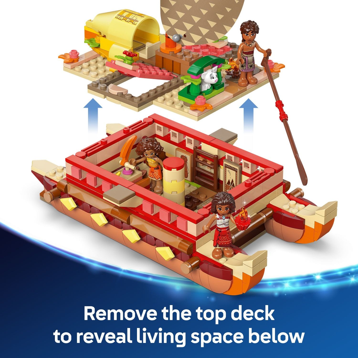 Remove the top deck to reveal living space below.