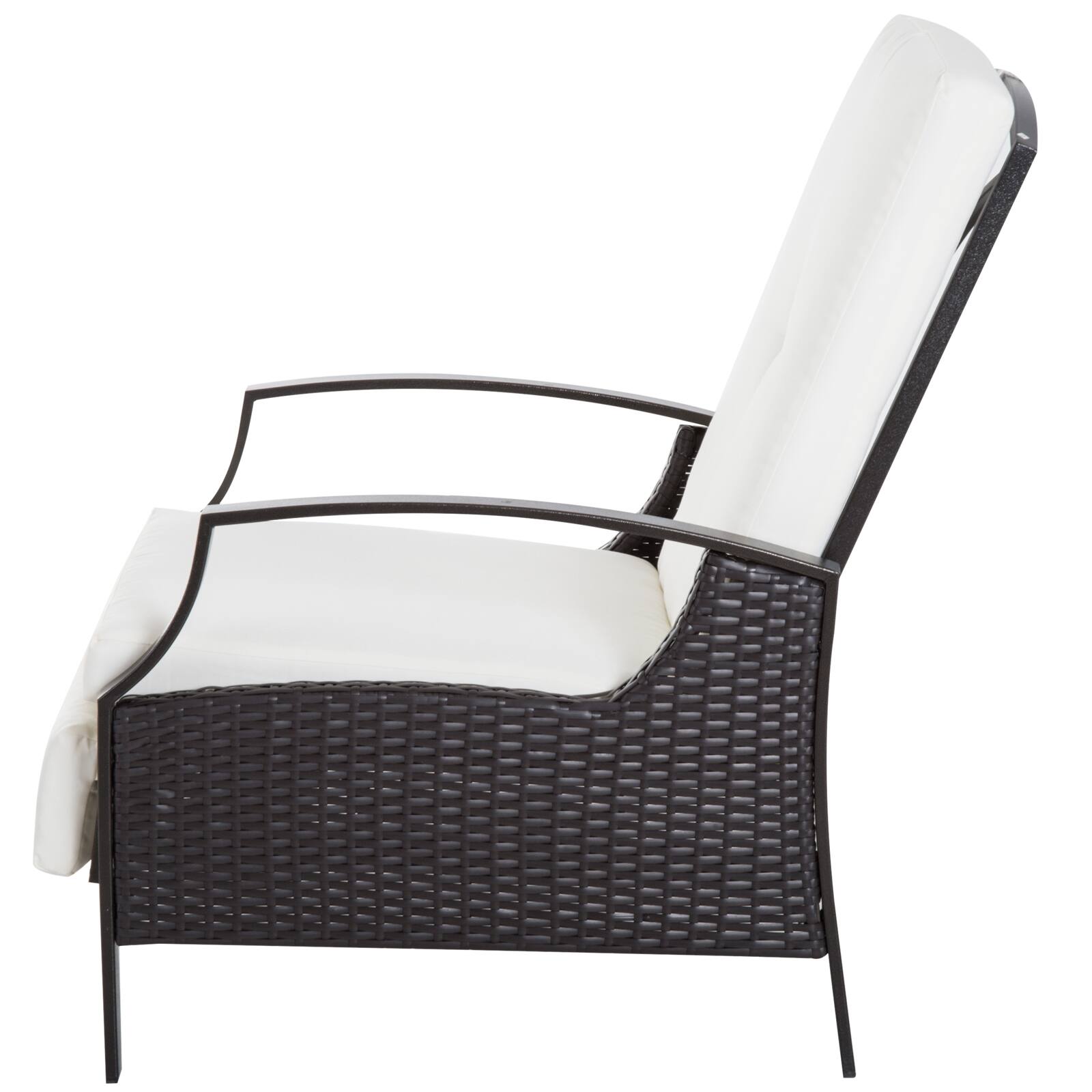 Alt View 8. Outsunny - Outdoor Recliner Chair, Reclining Patio Lounge Chair with Comfy Cushions, Footrest, Armrests, PE Wicker for Balcony - White.