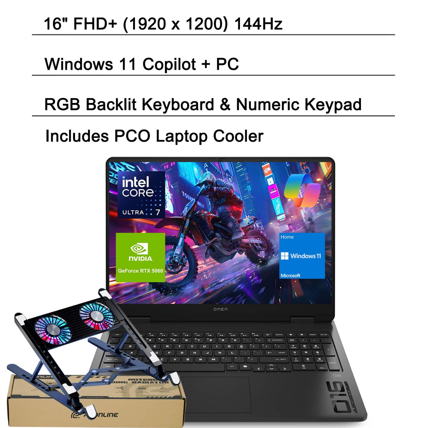 HP OMEN - Slim 16" FHD+ Laptop - Intel Core Ultra 7 255H, 64GB RAM – 2TB SSD - NVIDIA GeForce RTX 5060 - For Creators & Gaming - Black