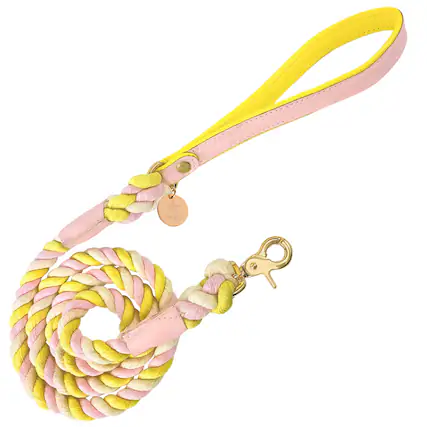 Front. PoisePup - PoisePup Pet Dog 5ft Long Leash - Light Pink | Yellow.