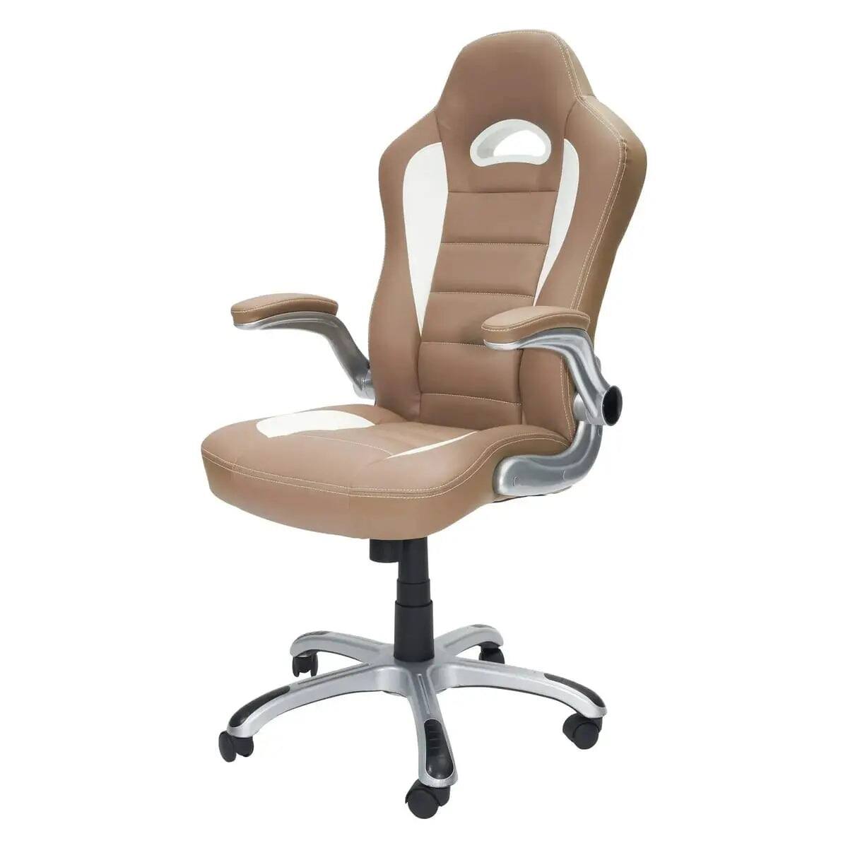 Alt View 6. Techni Mobili - High Back Executive Chair With Flip Up Arms For Home - Brown; beige.
