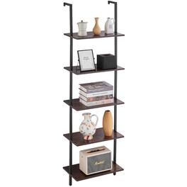 VEVOR - Ladder Shelf, 5-Tier Bookshelf 17.3x11.8in, Open Wall-Mounted Ladder Shelf with Metal Frame,Storage Rack Sundries Holder - Black