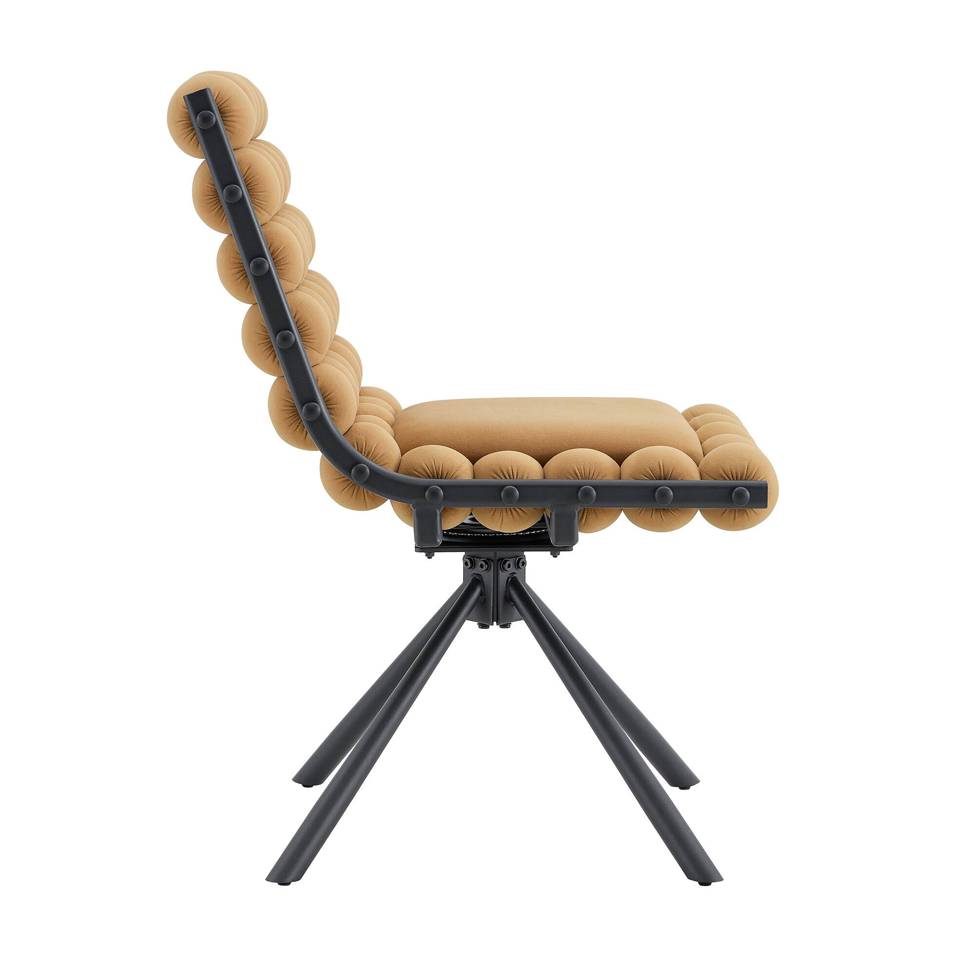 Alt View 6. Loheer - Loheer Velvet Dining Chairs Set of 2 Bubble Tufted Accent Chairs for Dining Room Kitchen with Black Legs 1.63 ft - Black,Brown.