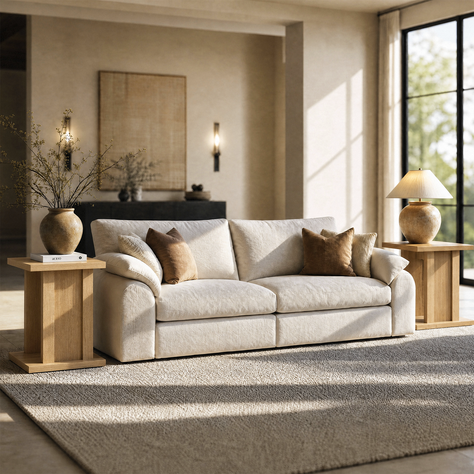 Alt View 4. ModernMate - 2-Tier Fluted End Table with Storage Shelf Modern Rectangle Side Table for Living Room - Natural Wood.