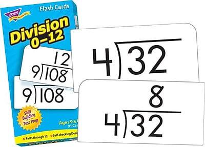 Flash Cards  
Division 0-12  

12  
9)108  
9)108  

4)32  
8  

Skill Building Test Prep  
Ages 9 & up  
91 Cards  

Facts through 12  
Self-checking