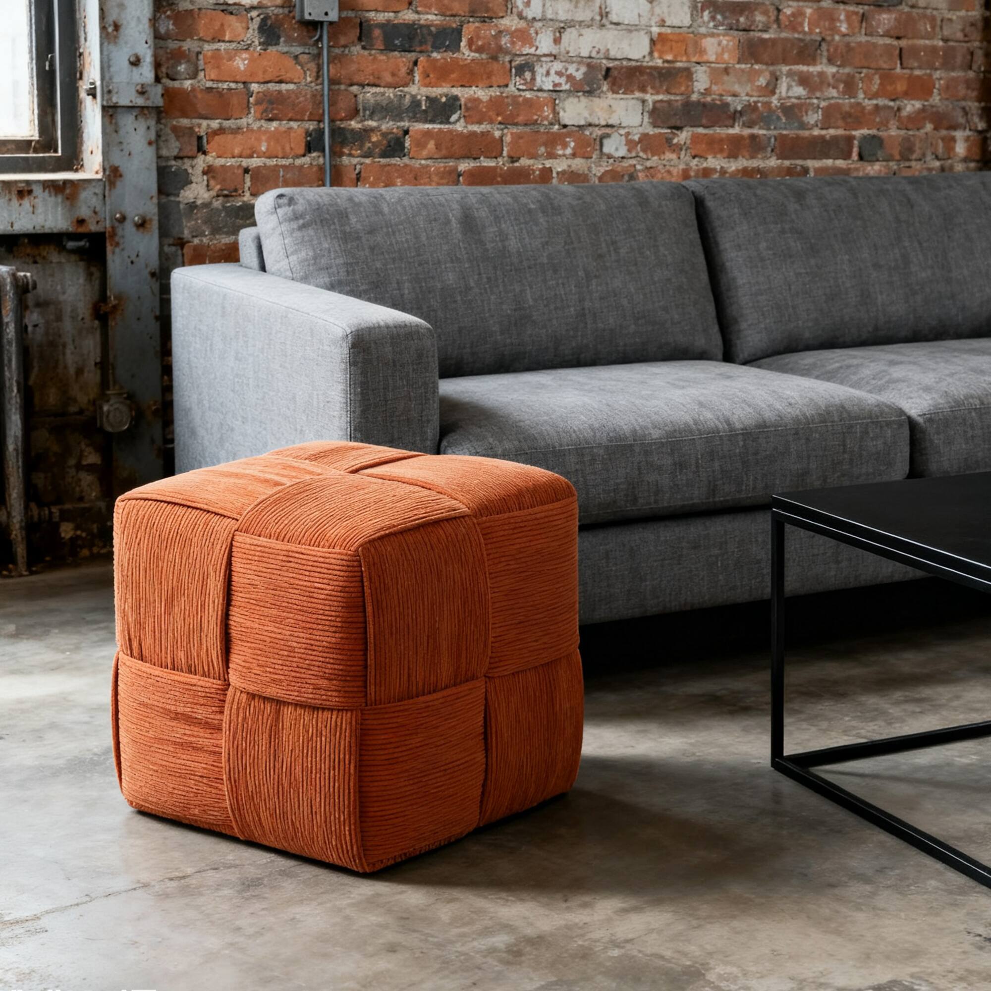 Alt View 2. GOODSILO - Square Corduroy Ottoman Foot Rest with Soft Comfort Padding and Sturdy Frame for Versatile Home Use - Brown.