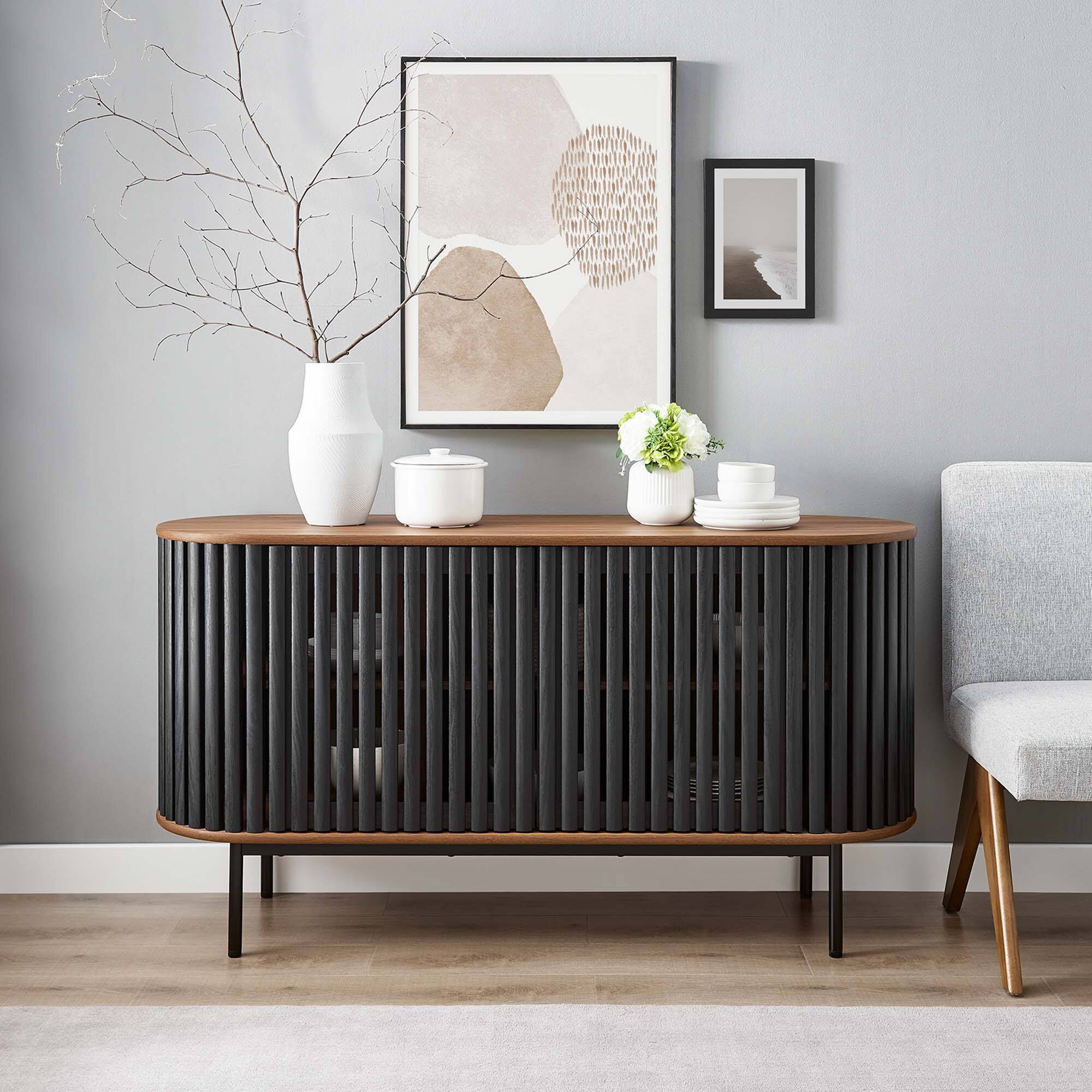 Alt View 1. Modway - Fortitude 59" Oval Sideboard by Modway - Walnut Black.