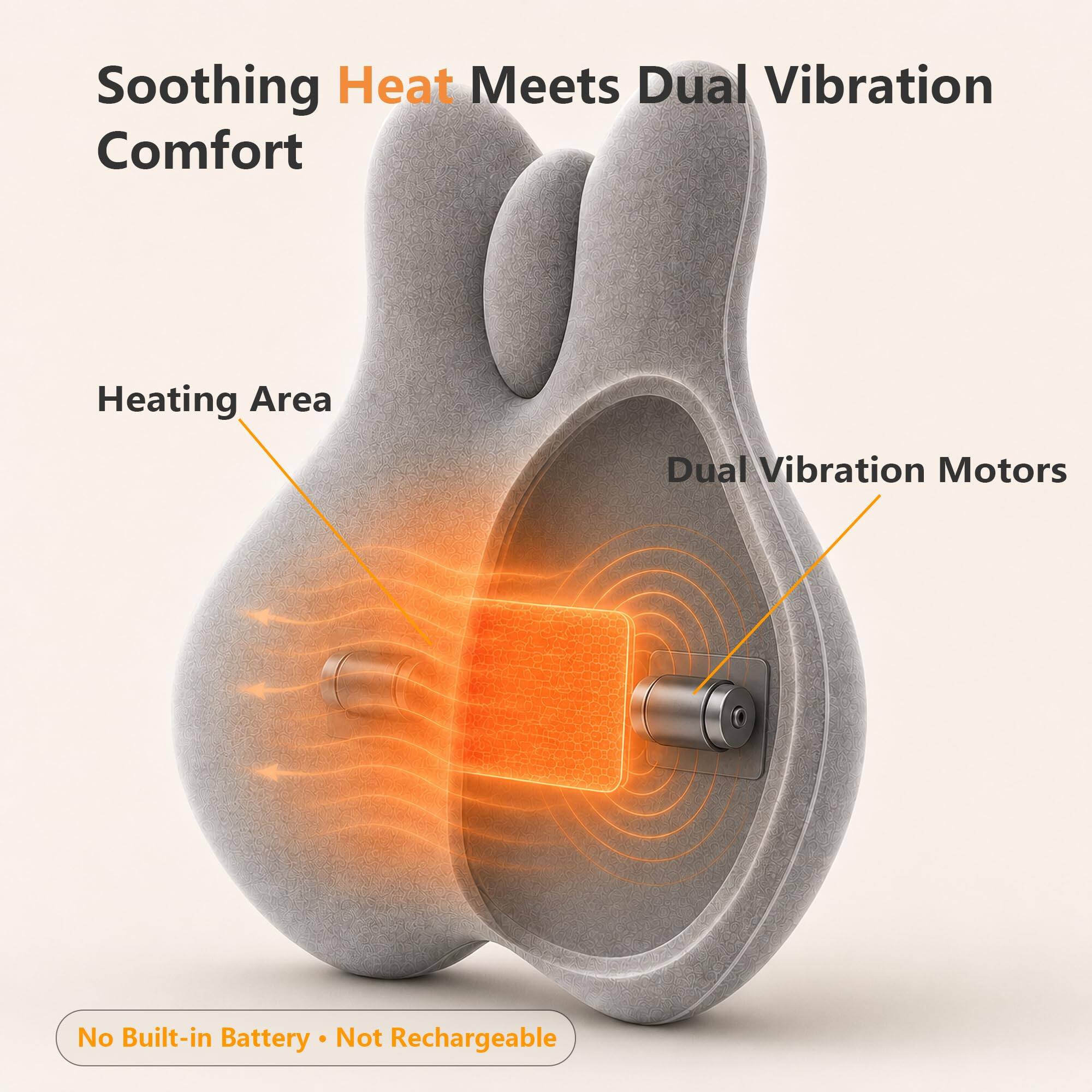 Soothing Heat Meets Dual Vibration Comfort  
Heating Area  
Dual Vibration Motors  
No Built-in Battery • Not Rechargeable