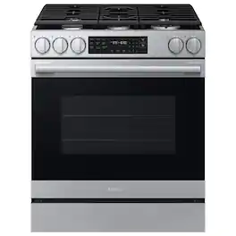 Samsung - 6.0 cu. ft. Bespoke Smart Slide-In Gas Range with True Convection - Stainless Steel