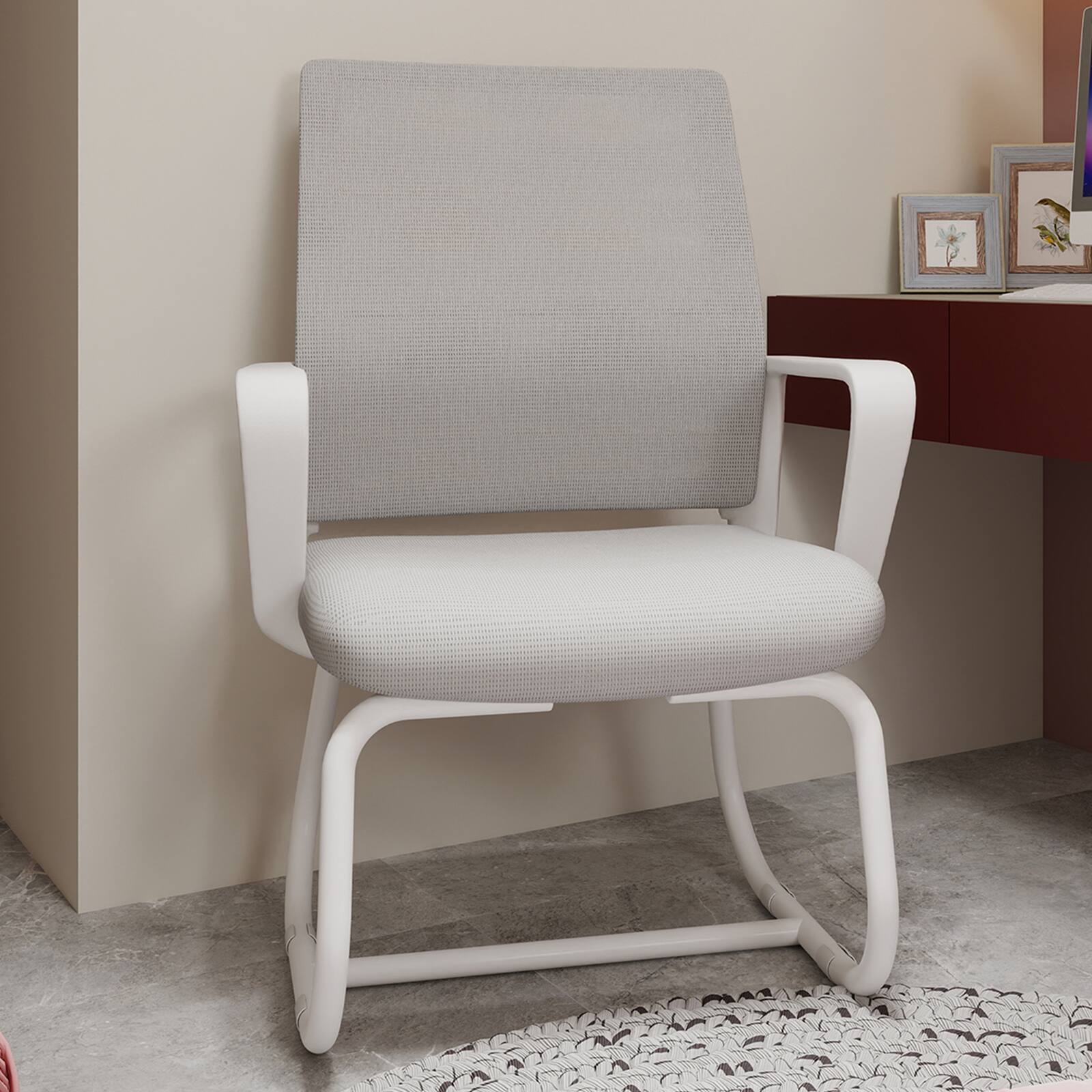 Alt View 5. Spaco - Modern Minimalist Office Gaming Chair, Metal Frame, Ultra Comfort, Home Office Use - White-1.