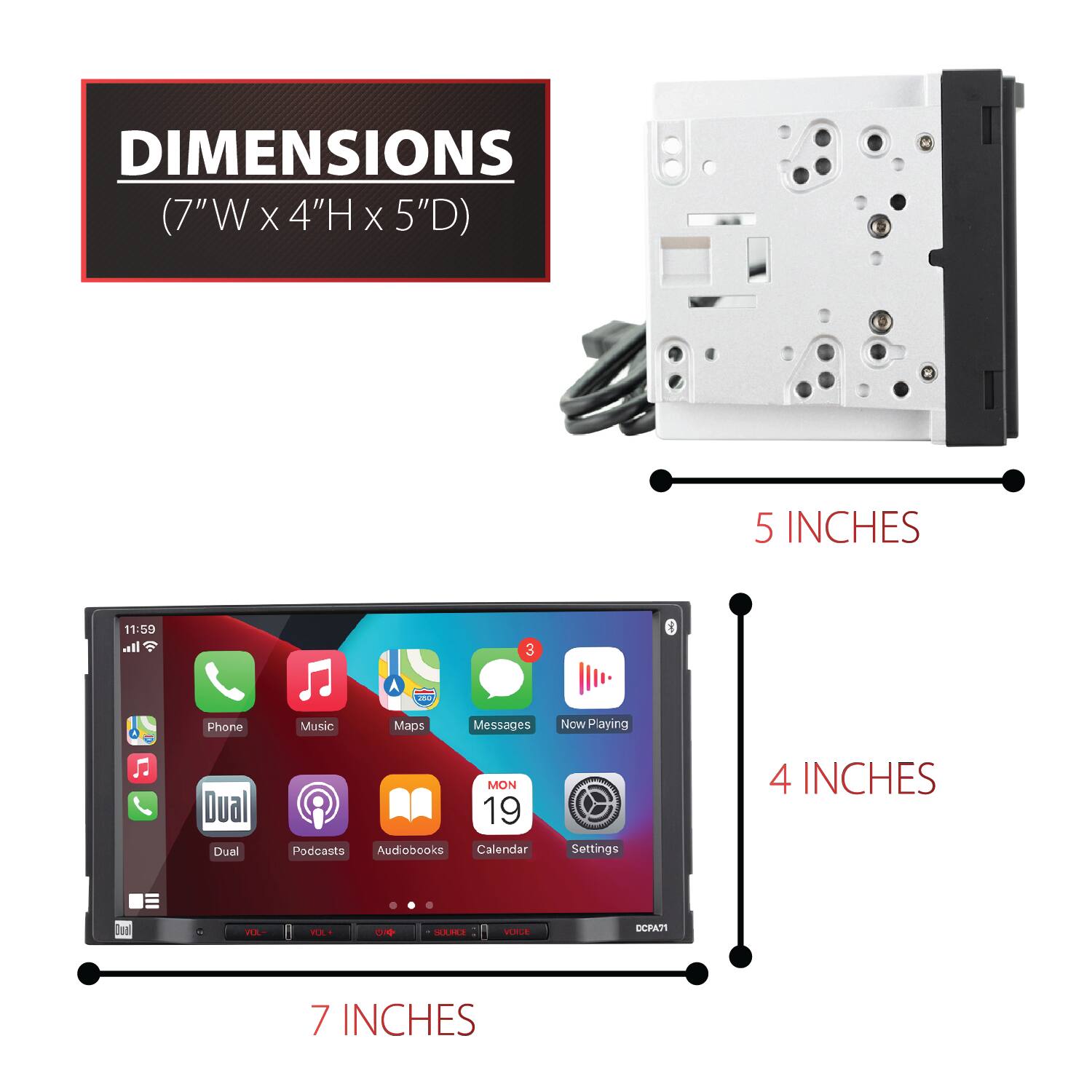 DIMENSIONS (7"W x 4"H x 5"D)  
5 INCHES  
4 INCHES  
7 INCHES
