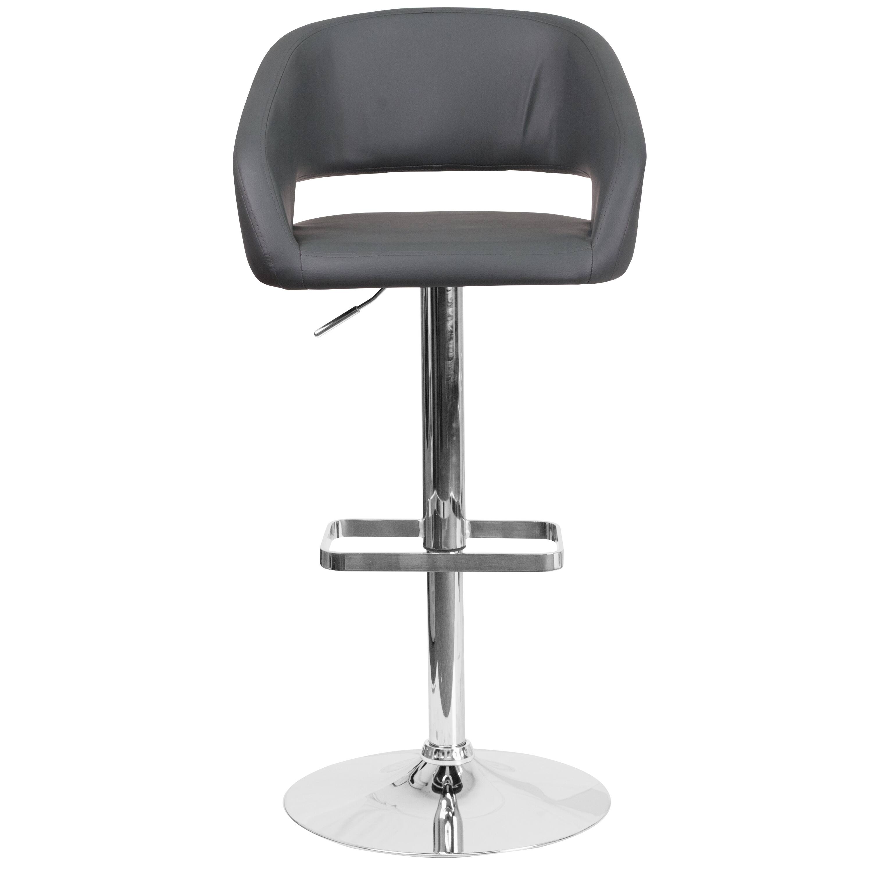 Alt View 11. Alamont Home - Contemporary Vinyl Adjustable Height Barstool with Rounded Mid-Back - Gray Vinyl.