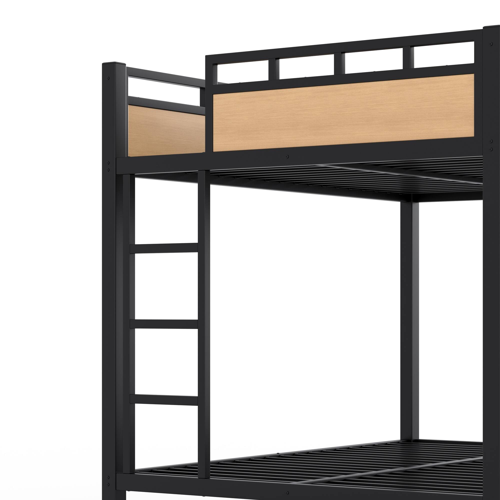 Alt View 7. Boyel Living - Full over Full Size Metal Bunk Bed with Storage Shelves and Pegboard Bunk Bed Frame - Black.