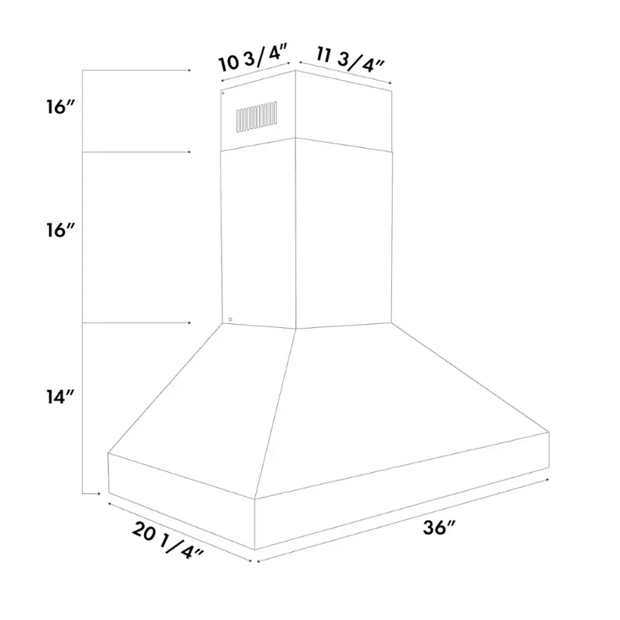 The text on the image reads:

16" 103/4" 4" 11 10 3/4" 16" 14" 201/4" 20 1 1/4" 36"

The corrected text is:

16" 103 1/4" 4" 11 10 3/4" 16" 14" 20 1 1/4" 36"