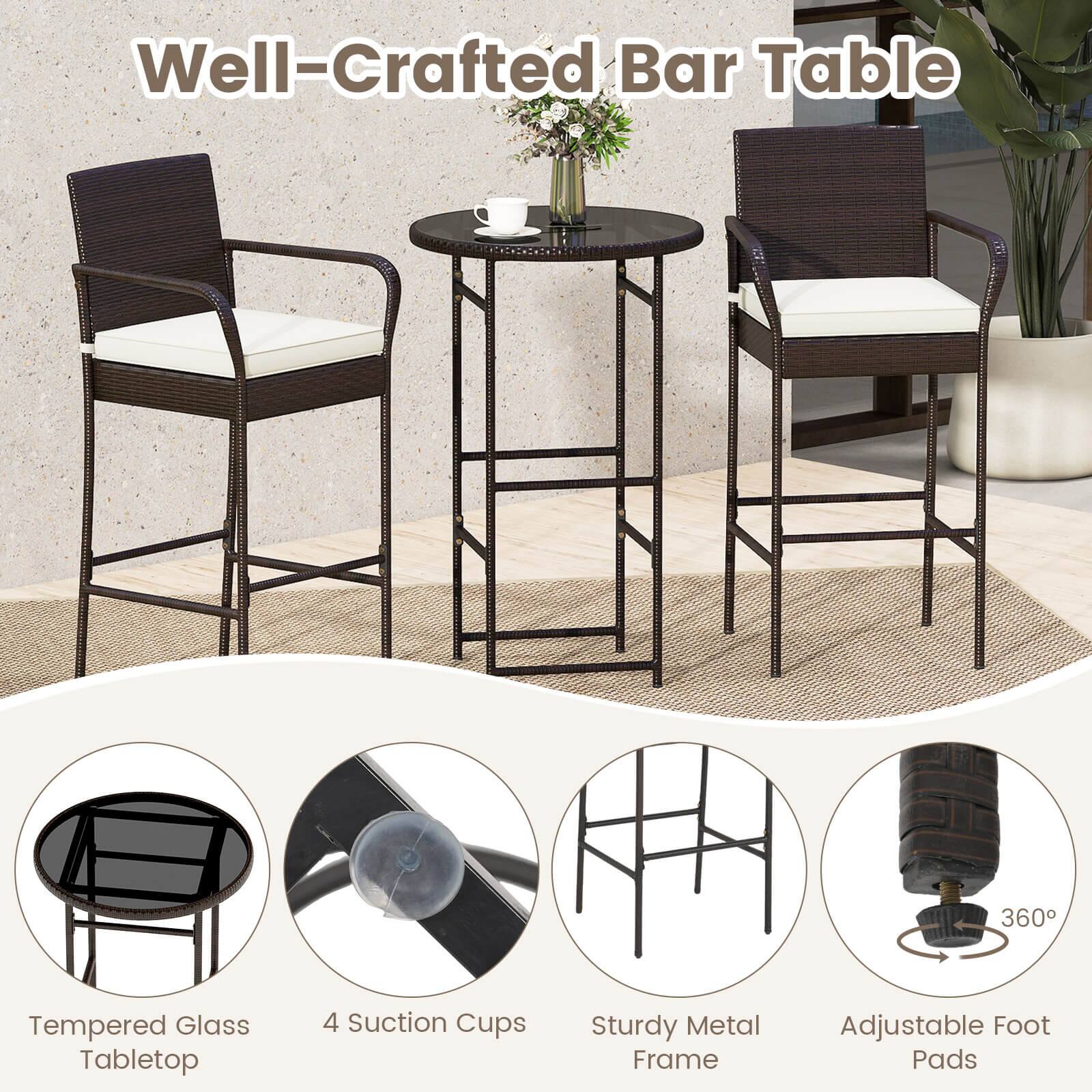 Well-Crafted Bar Table

- Tempered Glass Tabletop
- 4 Suction Cups
- Sturdy Metal Frame
- Adjustable Foot Pads