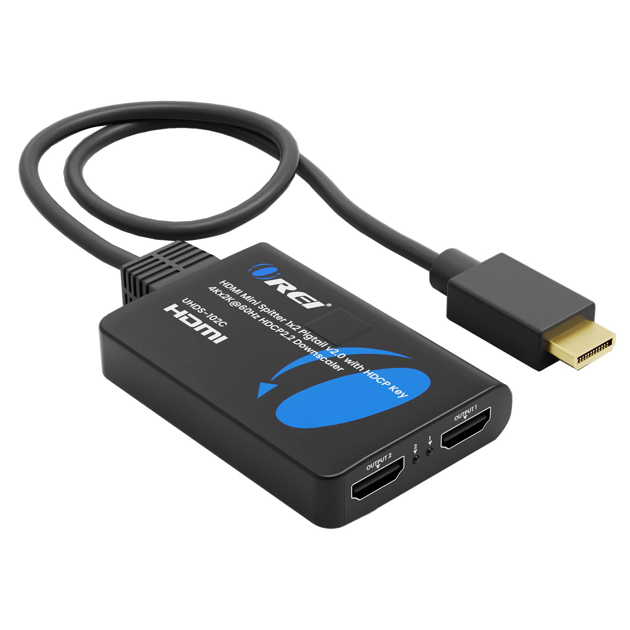 4K@ HDMI (RGI UHDS- Mini 102C 60Hz Spitter HDMI HDCP2.2 1x2 Down Pigtail v2.0 scaler with HDCP Key 4 outputs 1 output 10