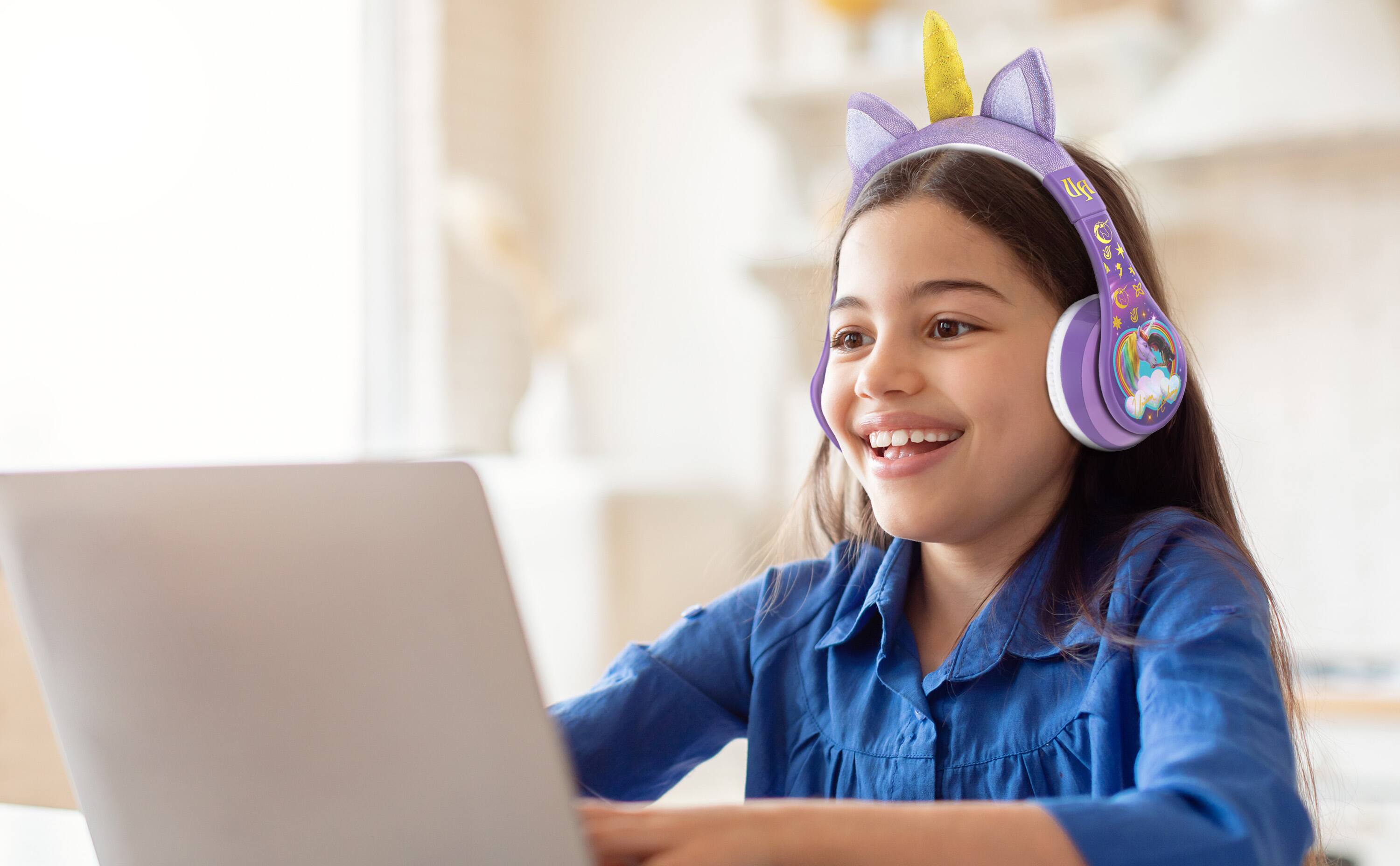 Alt View 1. eKids - eKids Unicorn Academy Bluetooth Headphones for Kids, Wireless Headphones for School, Home, or Travel - Multicolor.