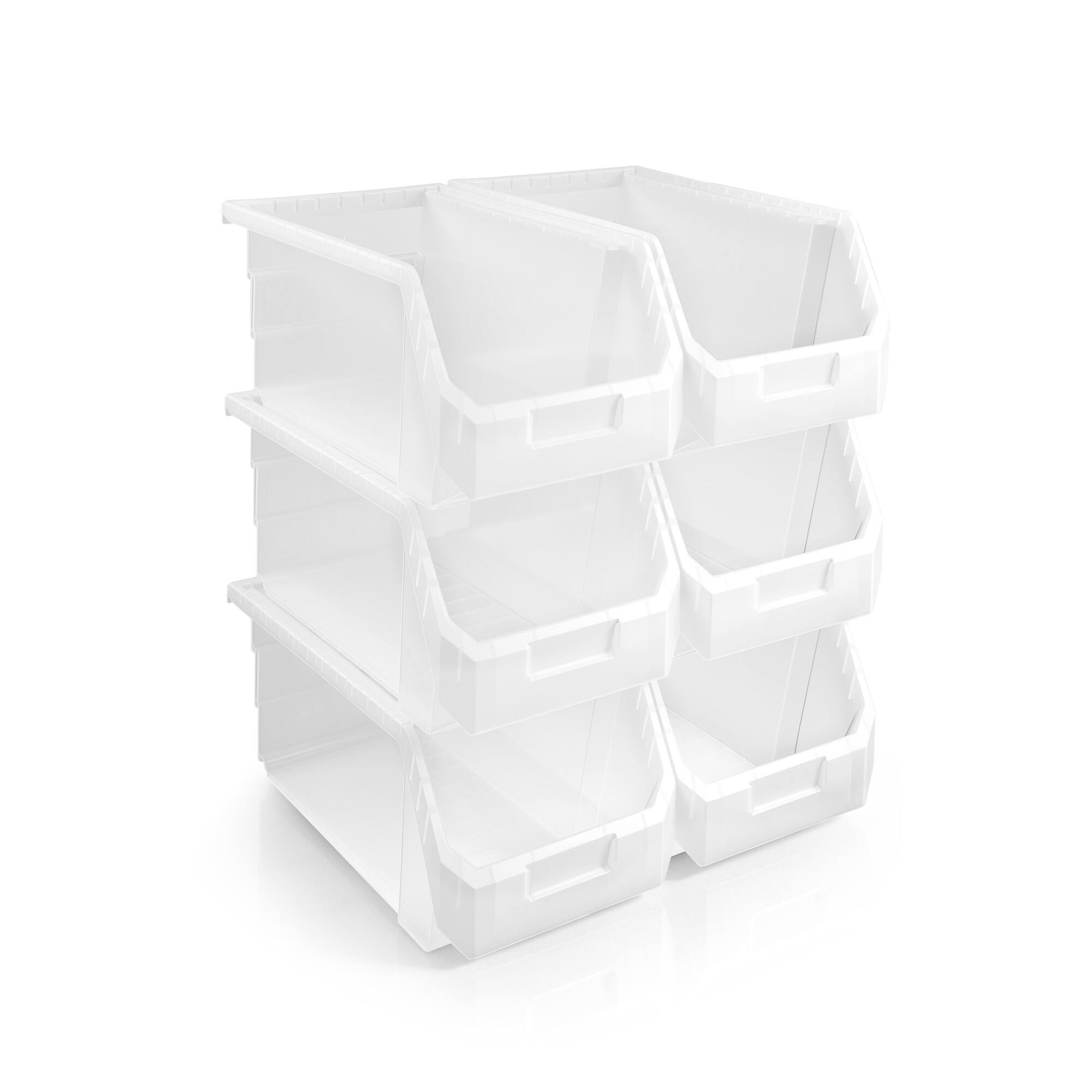Angle. Sorbus - Sorbus Large Open Front Stackable Garage Storage Bin – Heavy Duty Plastic Organizer Tote for Tools, Hardware - Clear.