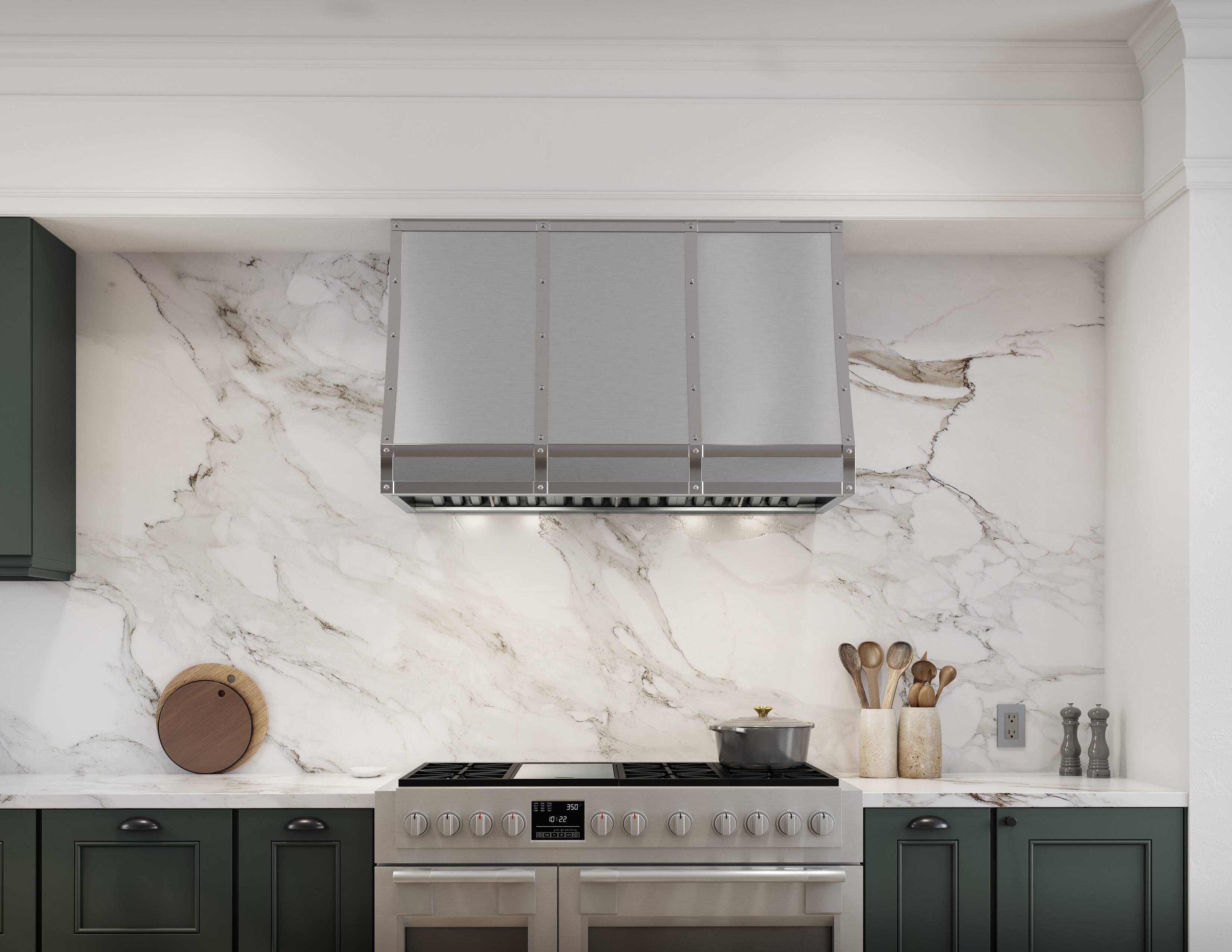 Alt View 11. Zephyr - Forte 48 in. Convertible Wall Mount Custom Range Hood - Stainless Steel.