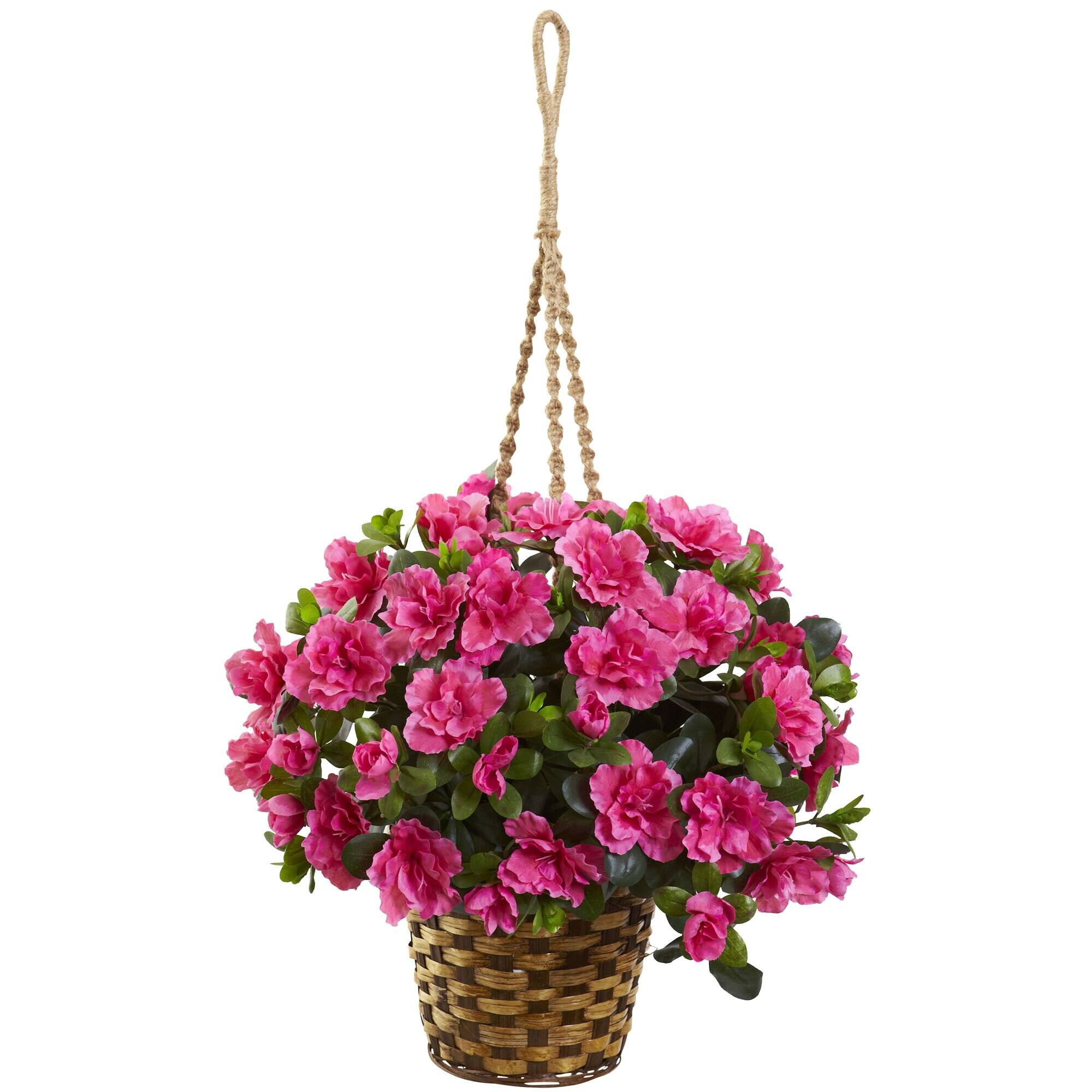 Front. BreeBe - 28" Azalea Hanging Basket - Green.